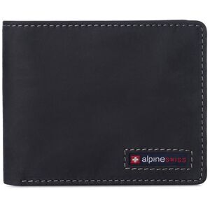 Alpine Swiss Mens RFID Wallet Leather Bifold 2 ID Windows Divided Bill Section